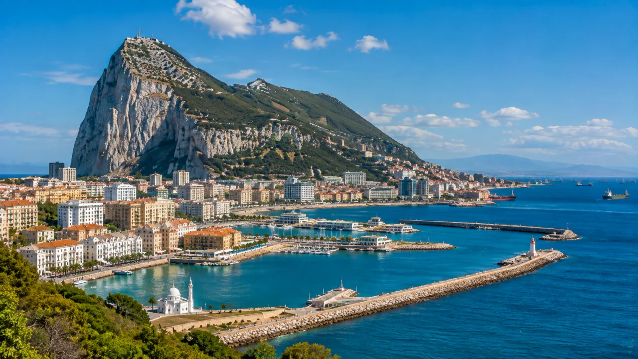 Blick über die Bucht von Algeciras in Richtung Gibraltar