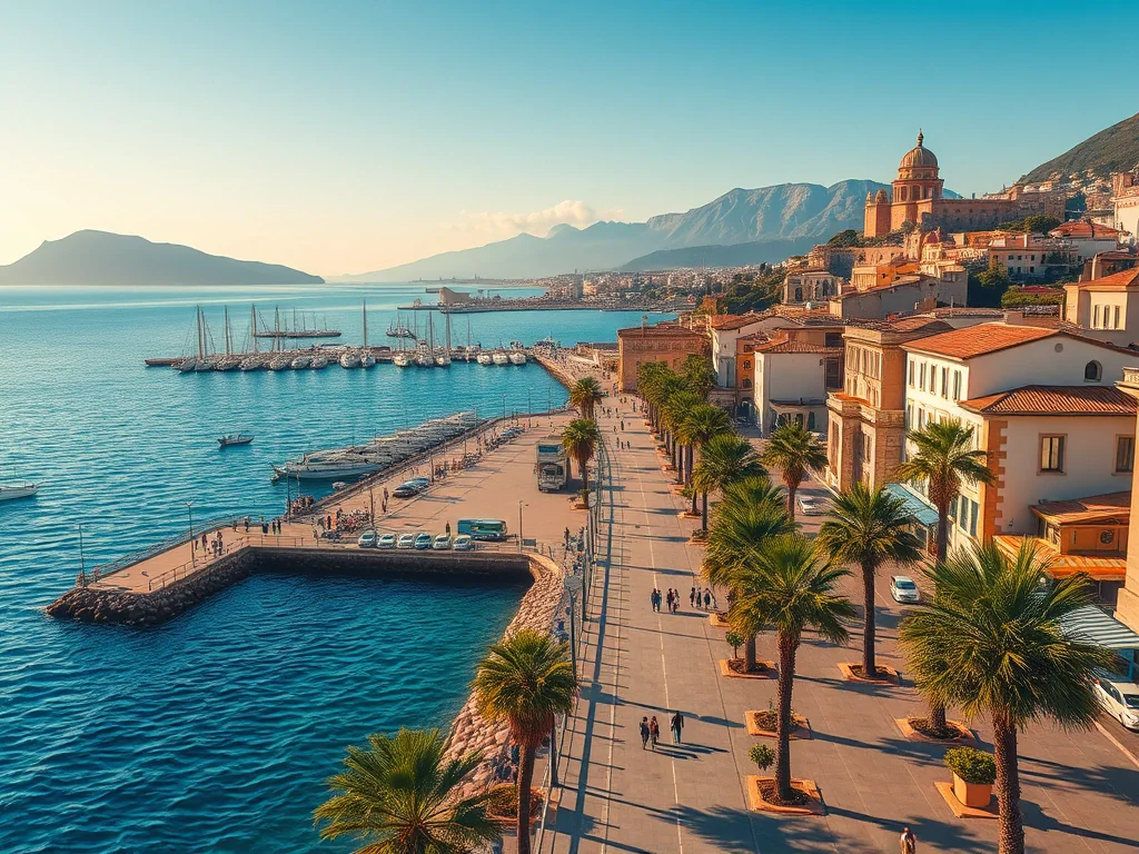 Reggio Calabria Uferpromenade und Strasse von Messina in Süditalien