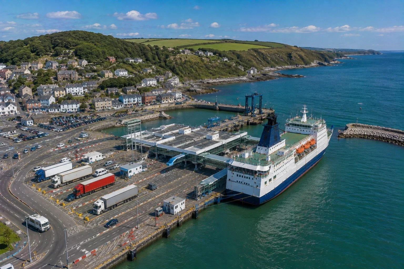 Fishguard Hafen-Passagierfährterminal in Goodwick in Pembrokeshire
