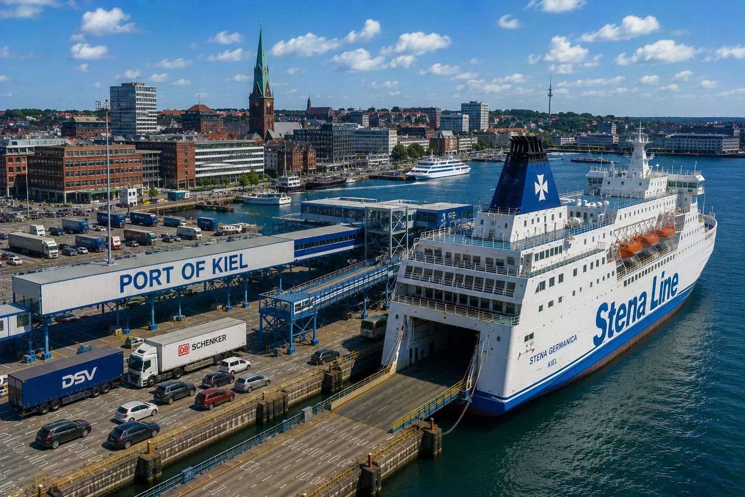 Passagierfährterminals am Wasser in Kiel, Deutschland